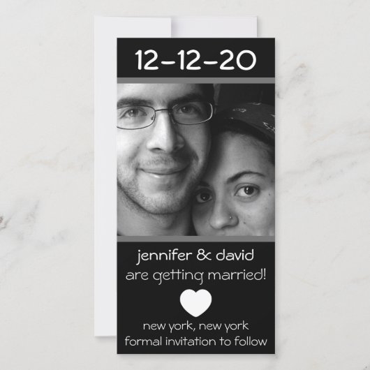 Modern Heart Save The Dates (Grijs) Date (Voorkant)