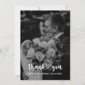 Modern Heart Script Photo Wedding Wedding Bedankkaart (Voorkant)