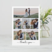 Modern Heart Script Weduwfoto Collage Bedankkaart (Staand voorkant)