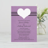 Modern Heart Wedding Invite, Paars Kaart (Staand voorkant)