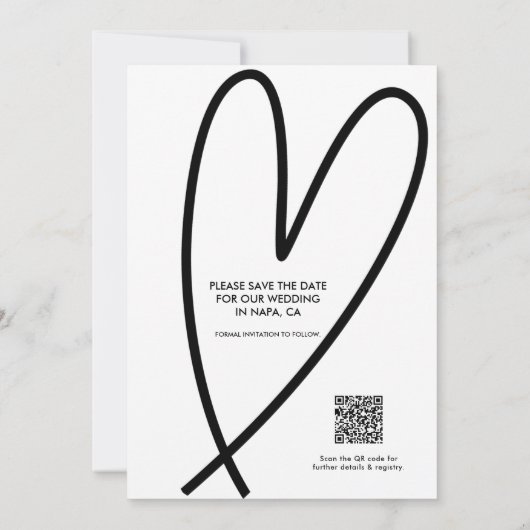 Modern Hearts Black & White Chic Bewaar de datum (Achterkant)