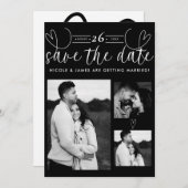 Modern Hearts Black & White Chic Bewaar de datum (Voorkant / Achterkant)