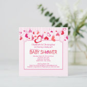 Modern Hearts Couples Baby shower Invitation Kaart (Staand voorkant)