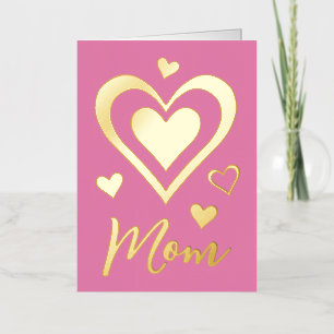 Modern Hearts Moederdag Mam Gold Folie Wenskaart