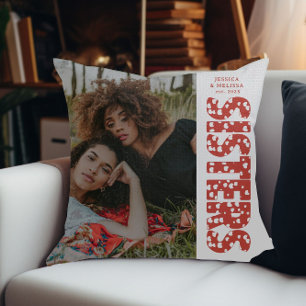 Modern Hearts Photo Sisters Gift Kussen