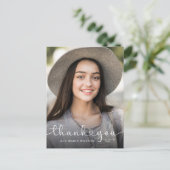 Modern Hearts Script Afstuderen Foto bedankt Briefkaart (Staand voorkant)