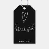 Modern Hearts Zwart & Wit Minimal Dank u Cadeaulabel (Voorkant)