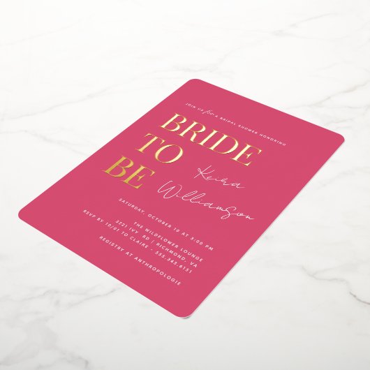 Modern Hedendaags Heet Roze & Goud Vrijgezellenfee Folie Uitnodiging (Gedraaid)