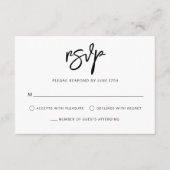 Modern Hedendaags Script Zwart Wit Bruiloft RSVP Kaartje (Voorkant)
