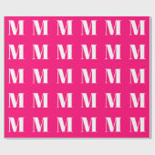 Modern heet roze custom initiaal letter monogram cadeaupapier (Vlak)