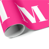Modern heet roze custom initiaal letter monogram cadeaupapier (Rol Hoek)