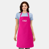 Modern heet roze fuchsia custom monogram initialen schort (Gedragen)