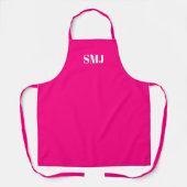 Modern heet roze fuchsia custom monogram initialen schort (Voorkant)