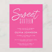 Modern Heet Roze Zoet Zestien 16e verjaardag Briefkaart (Voorkant)