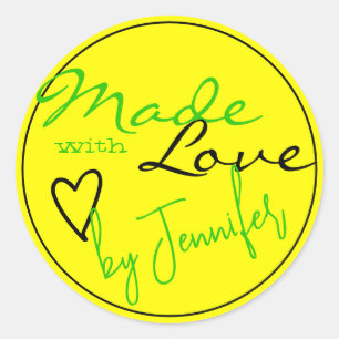 Modern Helder Groen Geel Gemaakt met Liefdeshart Ronde Sticker
