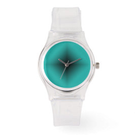 Modern helder met zwarte en turquoise wijzerplaat horloge
