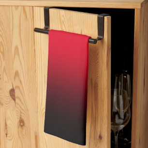 Modern helder rood en zwart verloop theedoek