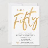 Modern Hello Fifty Fiftieth Birthday Invitation (Devant)