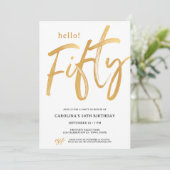 Modern Hello Fifty Fiftieth Birthday Invitation (Debout devant)