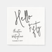 Modern Hello Fifty Script 50th Birthday Cocktail Servet (Voorkant)