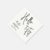 Modern Hello Fifty Script 50th Birthday Cocktail Servet (Hoek)