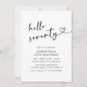 Modern Hello Seventy Black and White 70th Birthday Kaart (Voorkant)