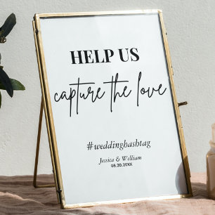 Modern help ons de liefde te vangen Huwelijkshas Poster