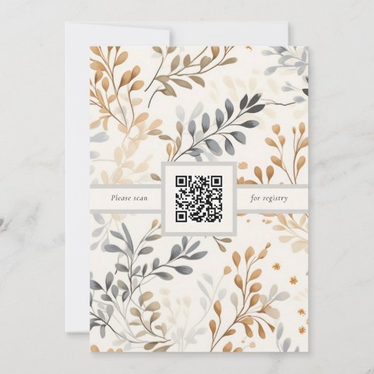 Modern Herfst Foliage Vrijgezellenfeest met QR-cod Kaart (Achterkant)