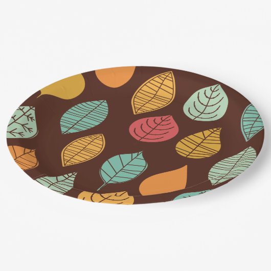 Modern Herfst Leaf Pattern Papieren Bordje (Gekanteld)