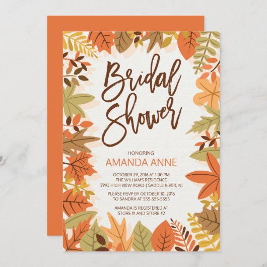 Modern herfst leest Bridal Shower Kaart (Voorkant / Achterkant)
