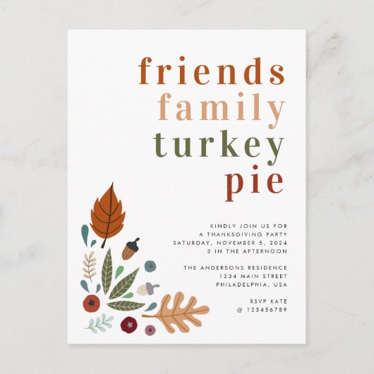 Modern Herfst najaar Thanksgiving Aankondigingskaart (Voorkant)