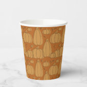 Modern Herfst pompoenpatroon in Sinaasappel Papieren Bekers (Links)
