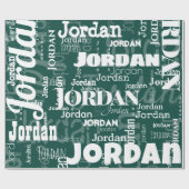 Modern Herhalend Naam Patroon Smaragd Groen Wit Cadeaupapier (Vlak)