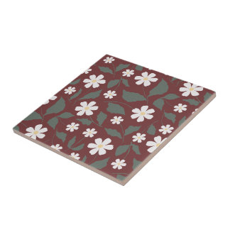 Modern Heritage Daisy Bloemendecoratie Donkerrood Tegeltje