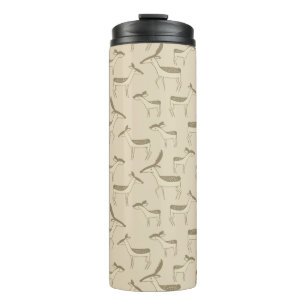 Modern hertenillustratie beige patroon thermosbeker