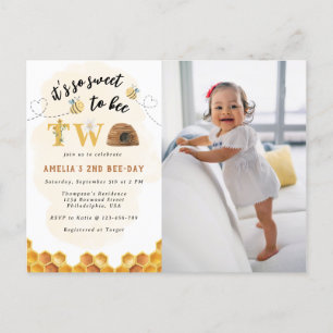 Modern Het is zo lief om tweede verjaardag te zijn Uitnodiging Briefkaart