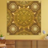 Modern hexa golden ursidae mandala art canvas afdruk (Insitu (Woonkamer))