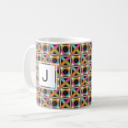 Modern Hexagon Quilt Pattern Coffee Mok (Voorkant links)