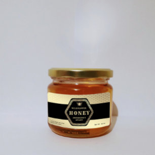 Modern Hexagon tak gouden bijenhoningpot Etiket