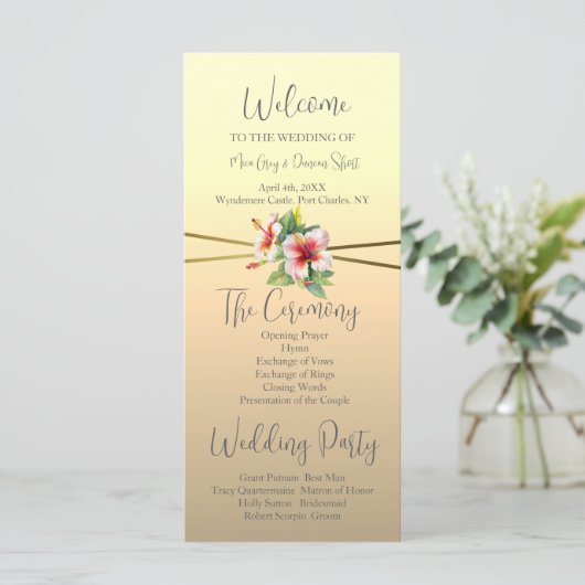 Modern Hibiscus huwelijksprogramma (Staand voorkant)
