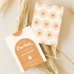 Modern hier komt het Baby shower van de jongen. Kaart