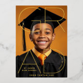 Modern High School AFSTUDEERDER Foto Gouden Aankon Folie Uitnodiging (Voorkant)