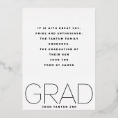 Modern High School AFSTUDEERDER Foto Gouden Aankon Folie Uitnodiging (Achterkant)