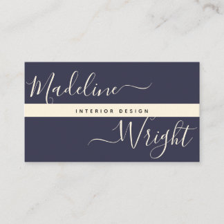 Modern Highlight | Script Navy Ivory Luxury Visitekaartje