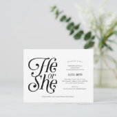 Modern, hij of zij, neutraal, genderonthulling uitnodiging briefkaart (Staand voorkant)