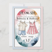 Modern Hij of Zij waterverf kleding onthullen gesl Kaart (Voorkant)