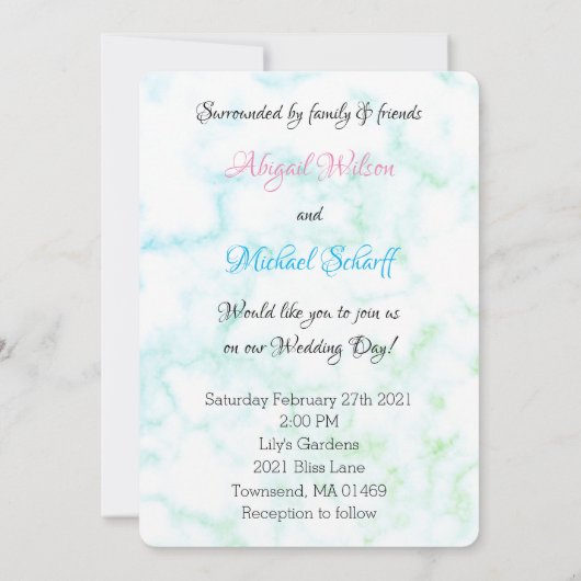 Modern Hint van de Groene Vertrouwdag Uitnodiginge Kaart (Achterkant)