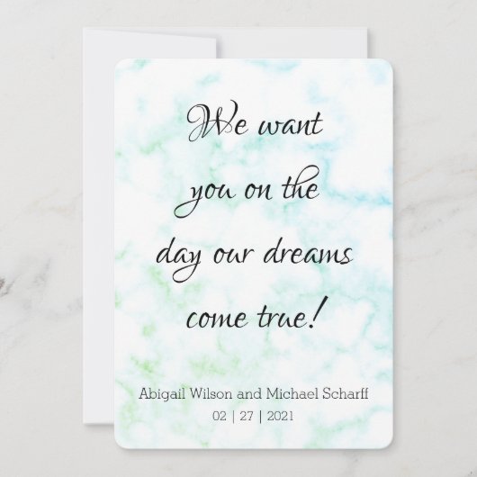 Modern Hint van de Groene Vertrouwdag Uitnodiginge Kaart (Voorkant)