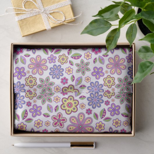 Modern Hippie Floral Pattern | Botanisch Tissuepapier (Geschenk)
