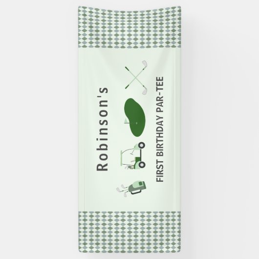 Modern Hole in One golfverjaardag Par-t-shirt Spandoek (Verticaal)